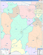 Eaton County Wall Map Color Cast Style