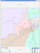 Ector County Wall Map Color Cast Style