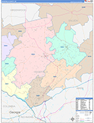 Edgefield County Wall Map Color Cast Style