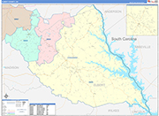 Elbert County Wall Map Color Cast Style