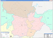 Elliott County Wall Map Color Cast Style