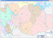 Elmore County Wall Map Color Cast Style