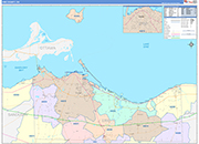 Erie County Wall Map Color Cast Style