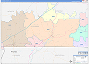 Escambia County Wall Map Color Cast Style