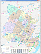 Essex County Wall Map Color Cast Style