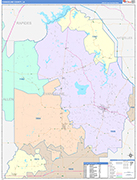 Evangeline County Wall Map Color Cast Style