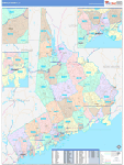Fairfield County Wall Map Color Cast Style