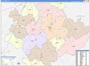 Falls County Wall Map Color Cast Style