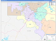 Fannin County Wall Map Color Cast Style
