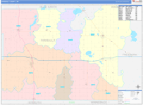 Faribault County Wall Map Color Cast Style