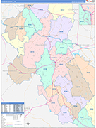 Fauquier County Wall Map Color Cast Style