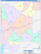 Fayette County Wall Map Color Cast Style