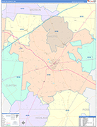 Fayette County Wall Map Color Cast Style