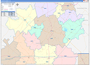 Fayette County Wall Map Color Cast Style