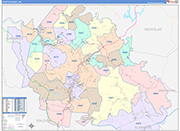 Fayette County Wall Map Color Cast Style