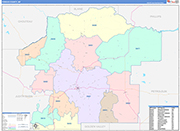 Fergus County Wall Map Color Cast Style