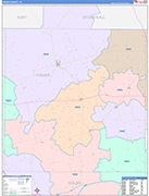 Fisher County Wall Map Color Cast Style