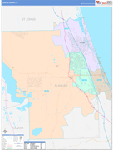 Flagler County Wall Map Color Cast Style