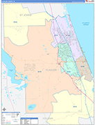 Flagler County Wall Map Color Cast Style