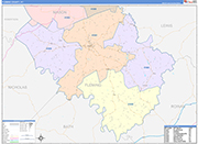 Fleming County Wall Map Color Cast Style