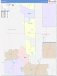 Ford County Wall Map Color Cast Style