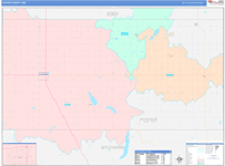 Foster County Wall Map Color Cast Style