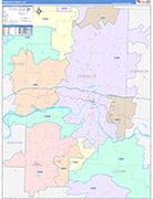 Franklin County Wall Map Color Cast Style