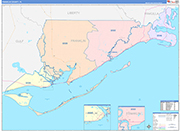 Franklin County Wall Map Color Cast Style