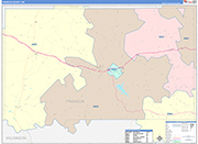 Franklin County Wall Map Color Cast Style