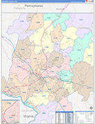 Frederick County Wall Map Color Cast Style