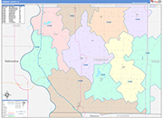 Fremont County Wall Map Color Cast Style