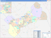 Fresno County Wall Map Color Cast Style