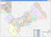Fresno County Wall Map Color Cast Style