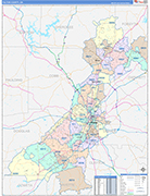 Fulton County Wall Map Color Cast Style
