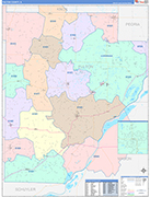 Fulton County Wall Map Color Cast Style
