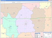 Fulton County Wall Map Color Cast Style