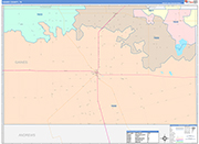 Gaines County Wall Map Color Cast Style