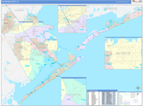 Galveston County Wall Map Color Cast Style