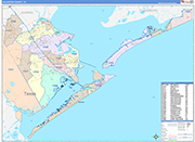 Galveston County Wall Map Color Cast Style