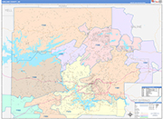 Garland County Wall Map Color Cast Style