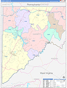 Garrett County Wall Map Color Cast Style