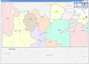 Geneva County Wall Map Color Cast Style