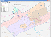 Giles County Wall Map Color Cast Style