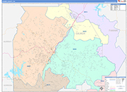 Gilmer County Wall Map Color Cast Style