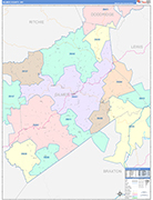 Gilmer County Wall Map Color Cast Style