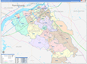 Gloucester County Wall Map Color Cast Style