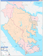 Gloucester County Wall Map Color Cast Style