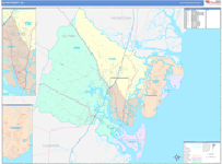 Glynn County Wall Map Color Cast Style