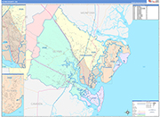 Glynn County Wall Map Color Cast Style