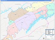 Grainger County Wall Map Color Cast Style
